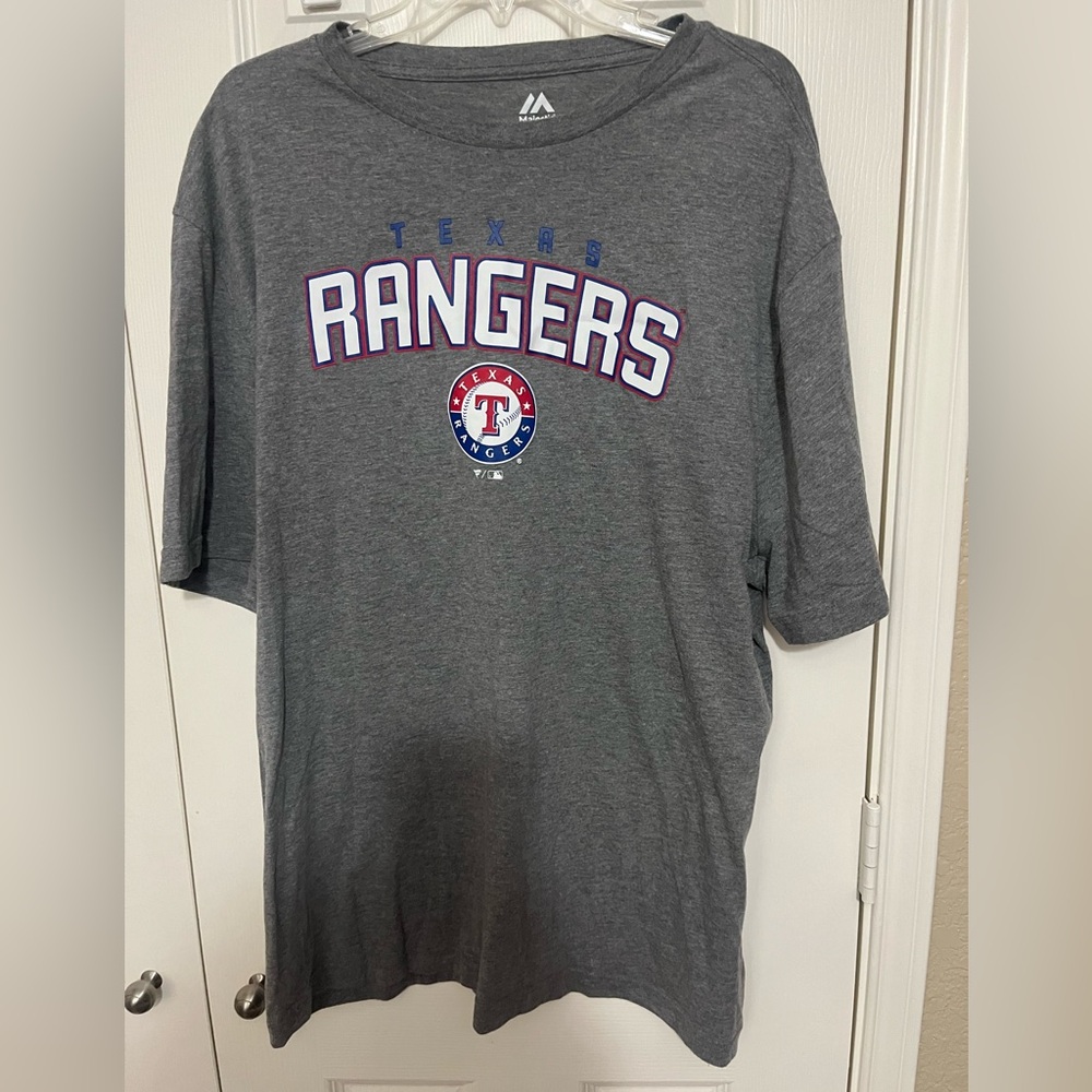 Majestic Gray Texas Rangers Short Sleeve Tee